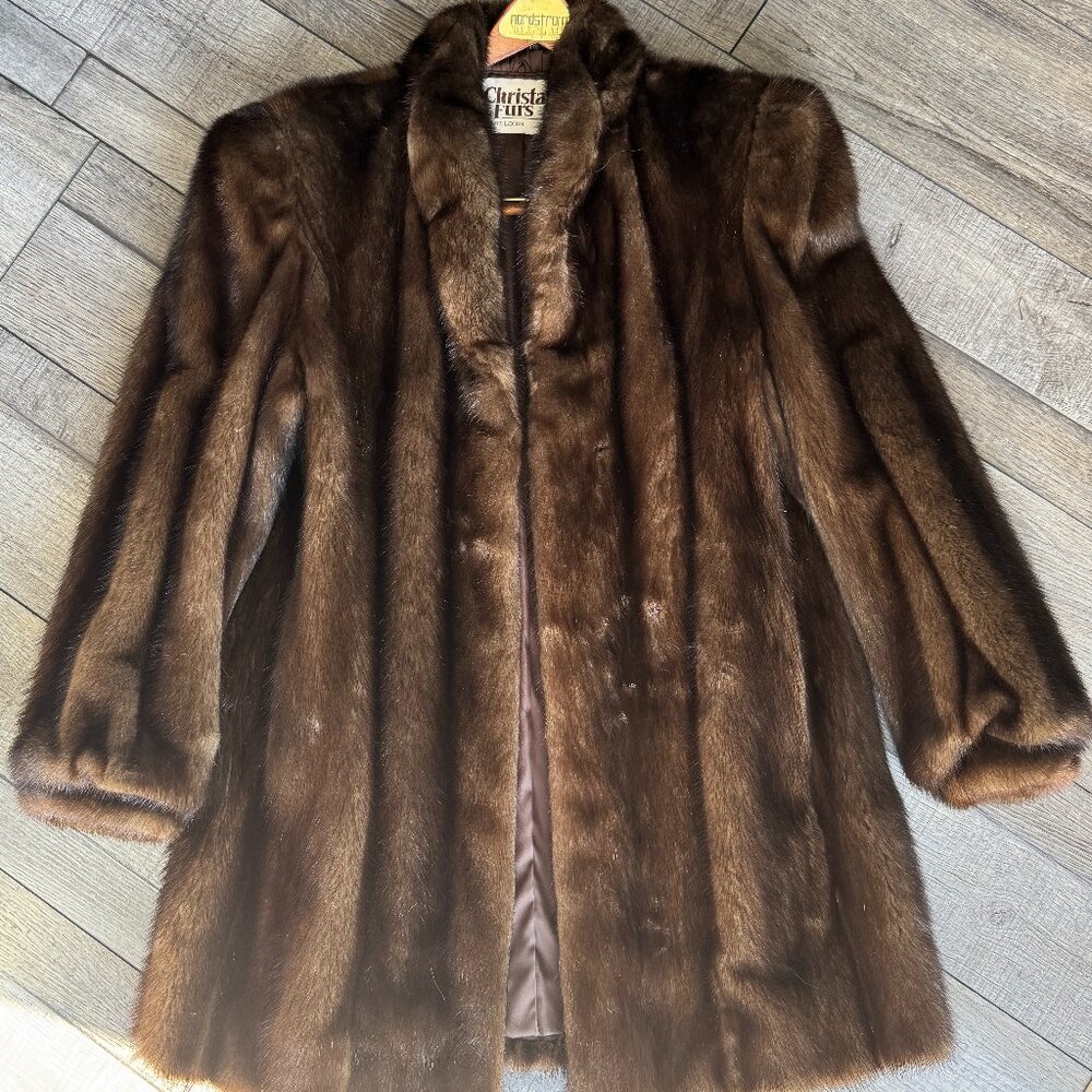 1970s Christa Furs Genuine Mink Coat Stroller - Retro Mob Wife Chic